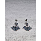 Vintage Silver Tone Geometric Drop Earrings Pierced Statement Dangles