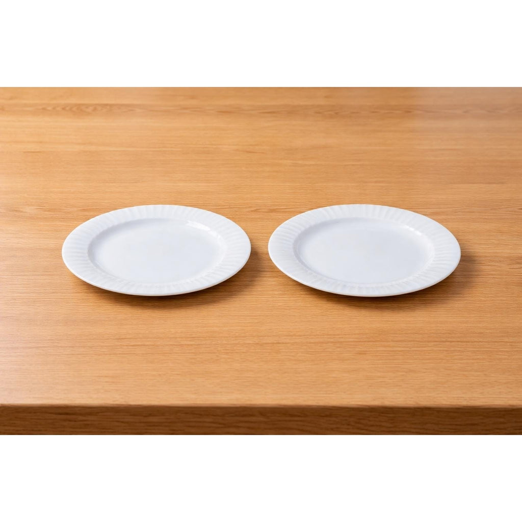 Corningware French White Salad Plates Set of 2 Ribbed Edge 8 Inch Plates