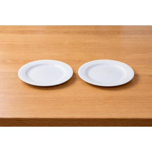 Corningware French White Salad Plates Set of 2 Ribbed Edge 8 Inch Plates