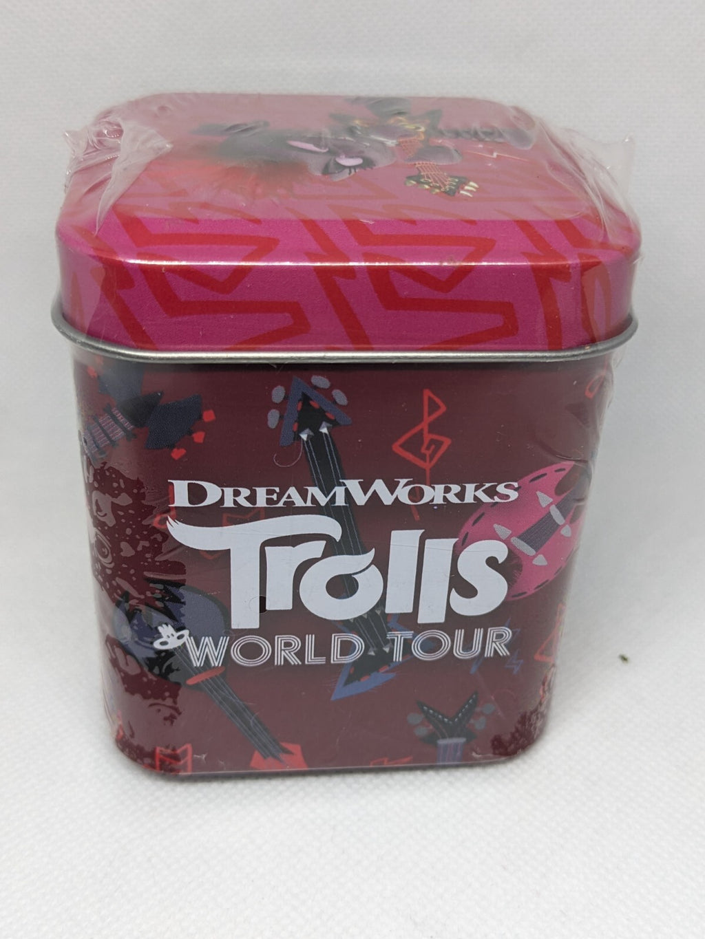 Lot of 2 Trolls World Tour Tins Includes: Charm, Wristlet, Cards, and Stickers