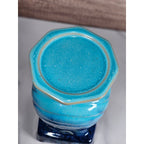 Blue Drip Glaze Ceramic Vase | Textured Aqua Cobalt Art Pottery Decor