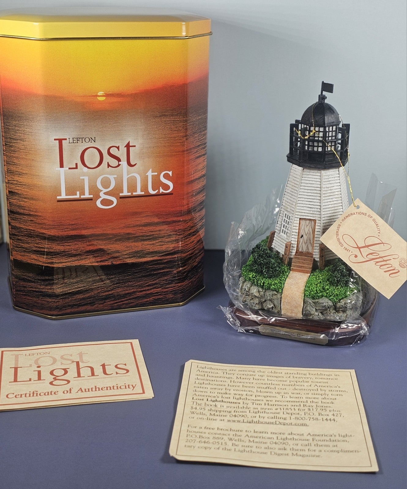 Lefton Historic American Lost Lights Wolf Island Georgia Lighthouse Model