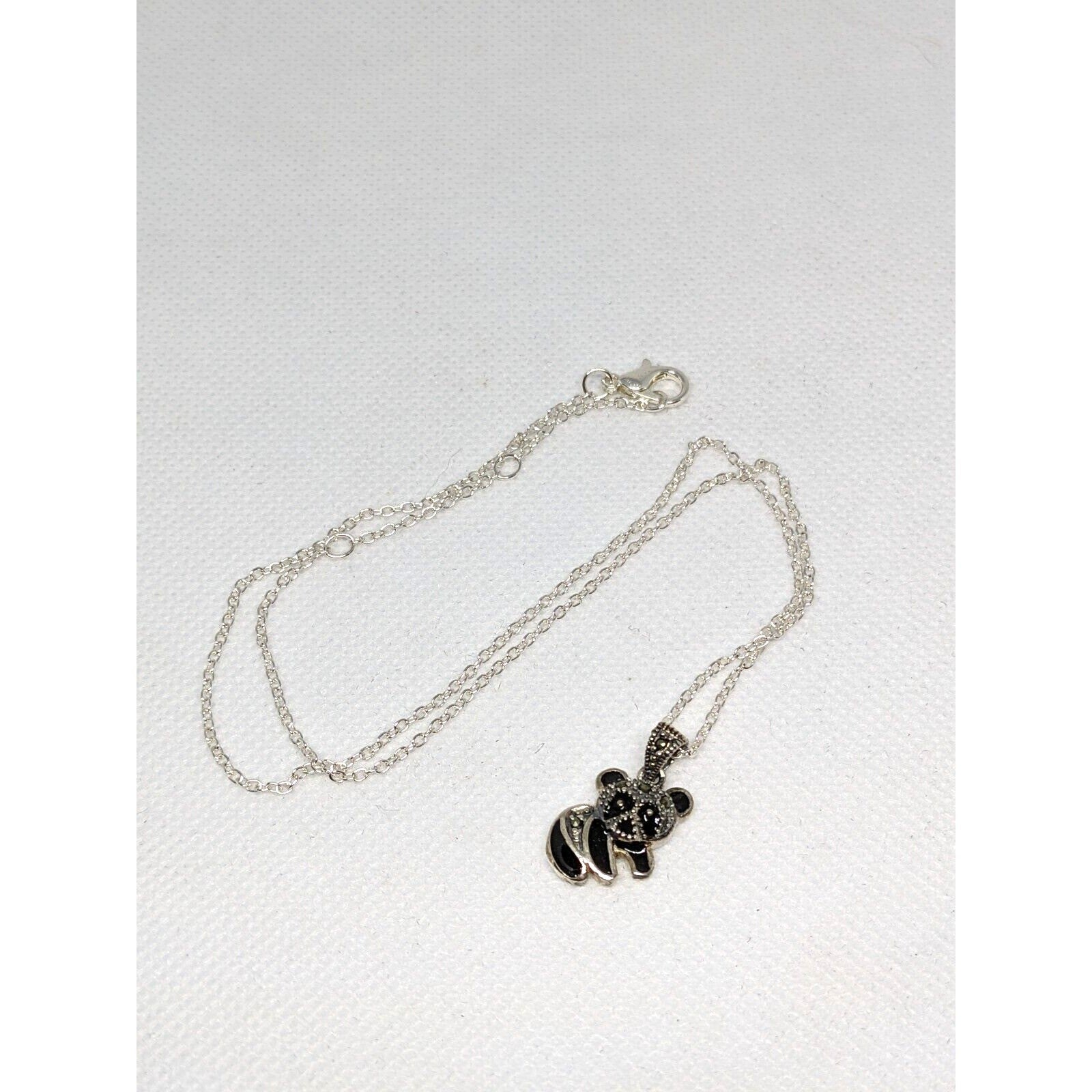 925 Sterling Silver Panda Bear Pendant on 16 Inch Chain Necklace