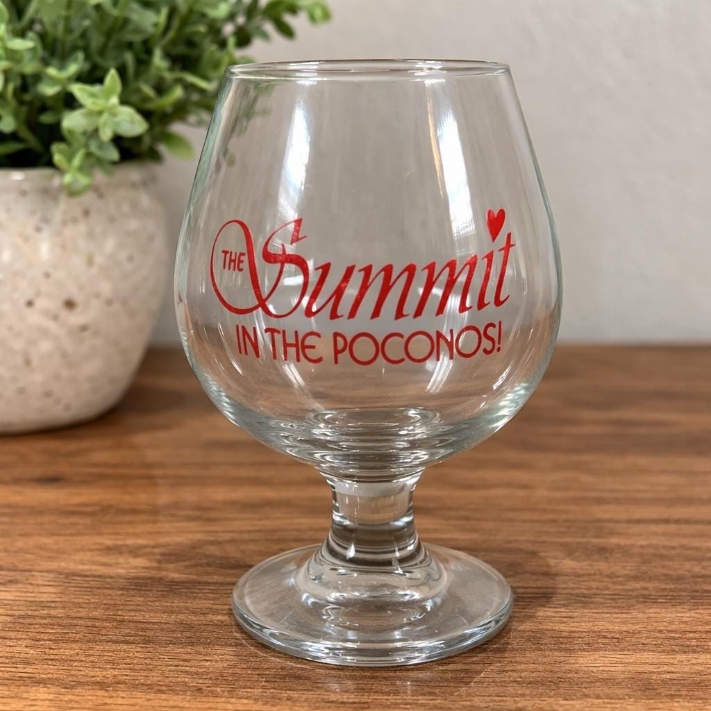 Summit in the Poconos Brandy Glass Vintage Resort Logo Snifter