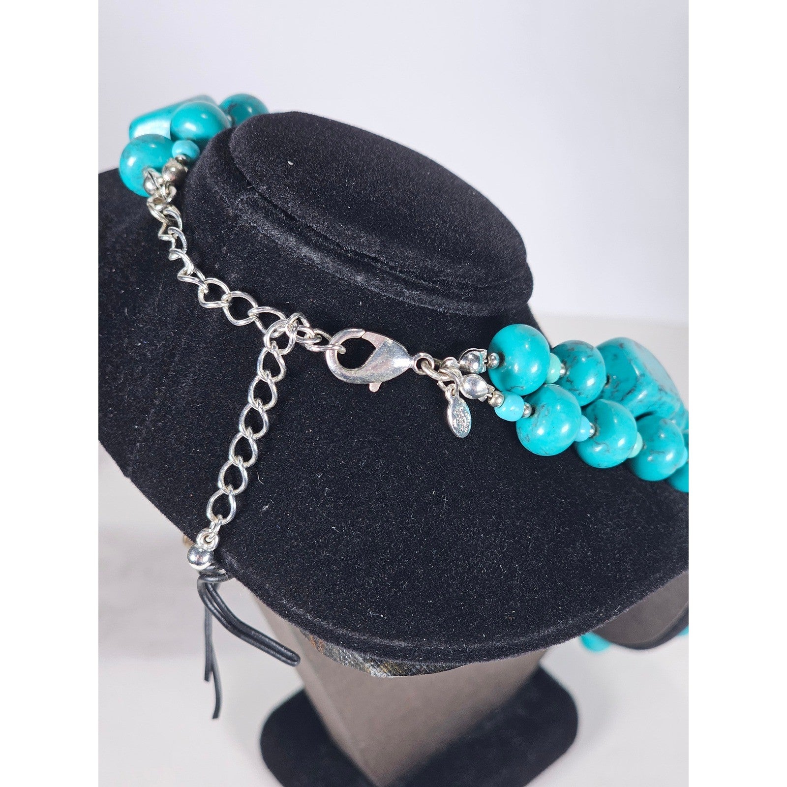 Vintage Turquoise Color Double Strand Beaded Necklace with Extender