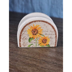 Vintage Sunflower Salt & Pepper Shakers with Matching Napkin Holder Set