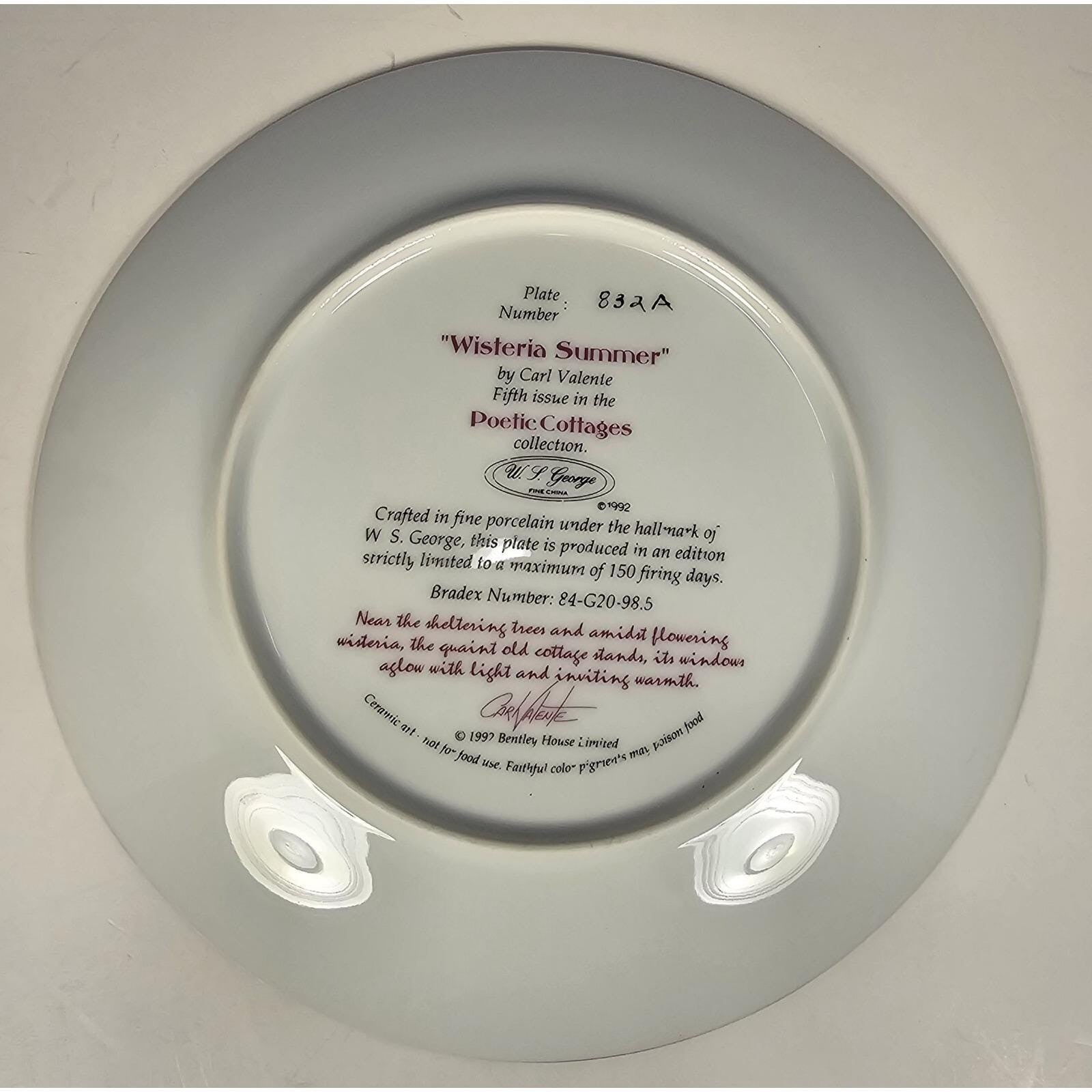 Carl Valente Wisteria Summer Plate Poetic Cottages WS George
