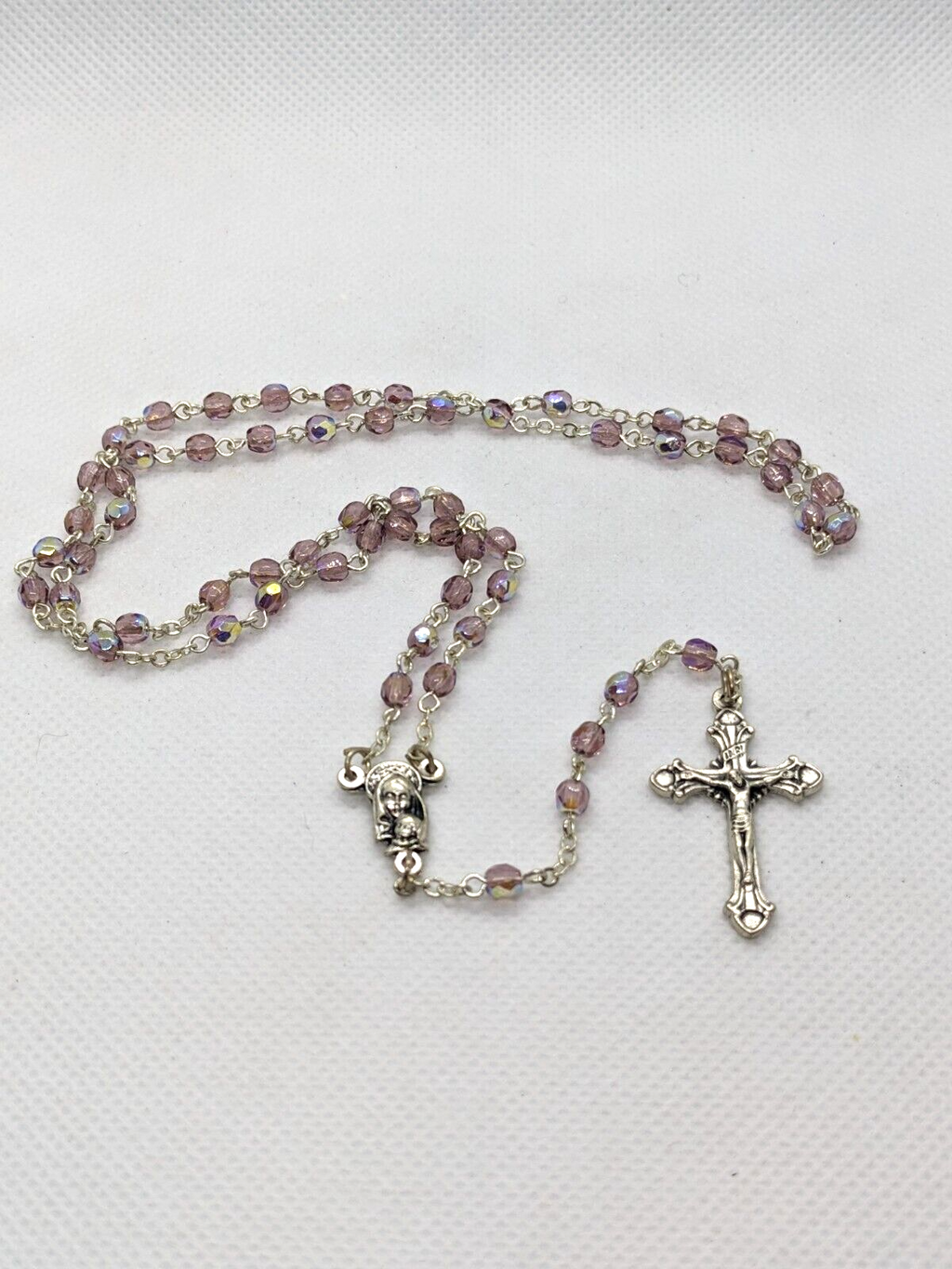 Purple Prism Beaded Rosary Made in Italy