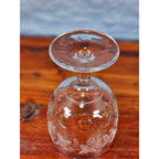 Vintage Etched Glass Goblet Grape Vine Design Clear Stem Wine Glass