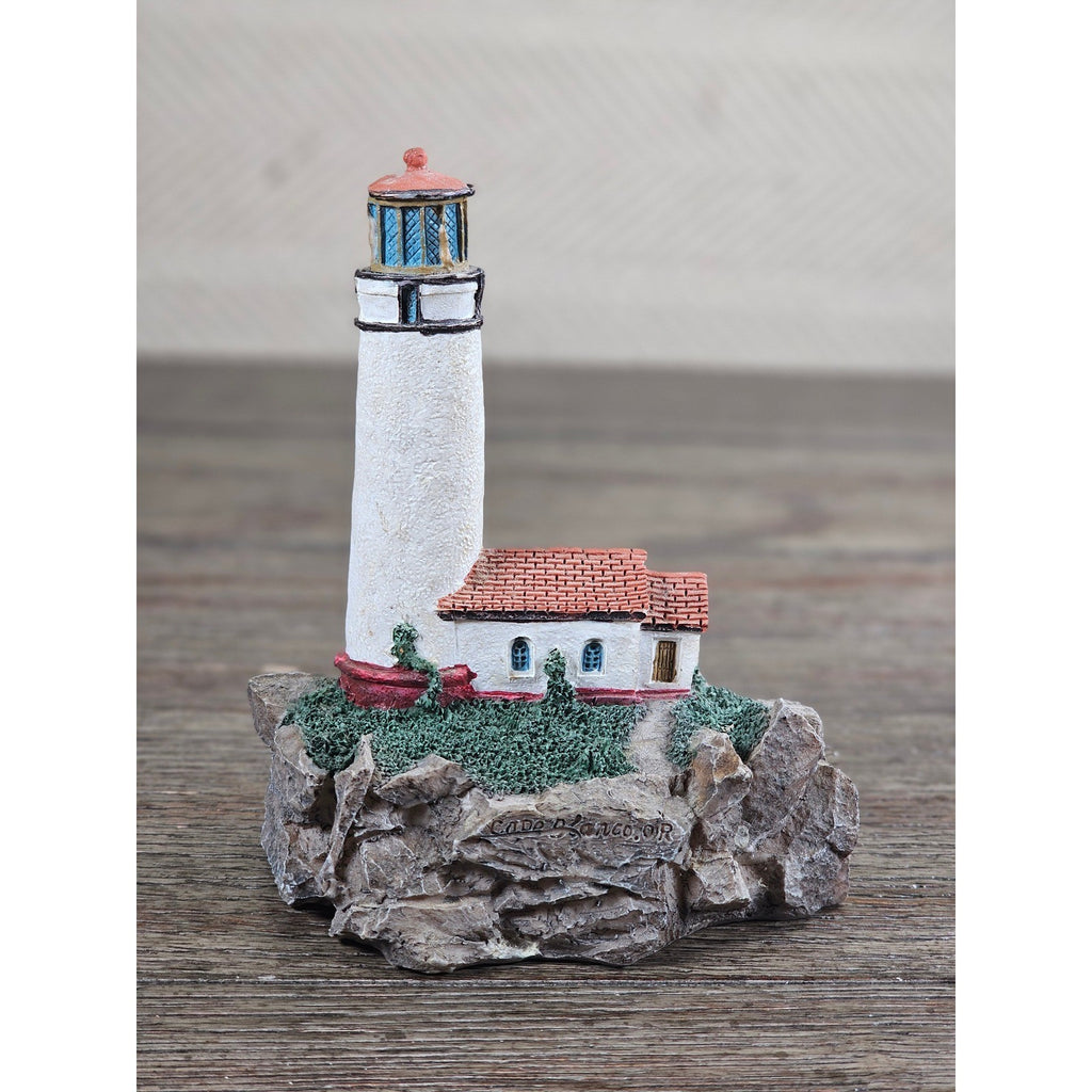 Miniature Lighthouse Figurine Hollow Resin Coastal Decor 4 Inch Nautical