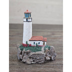 Miniature Lighthouse Figurine Hollow Resin Coastal Decor 4 Inch Nautical