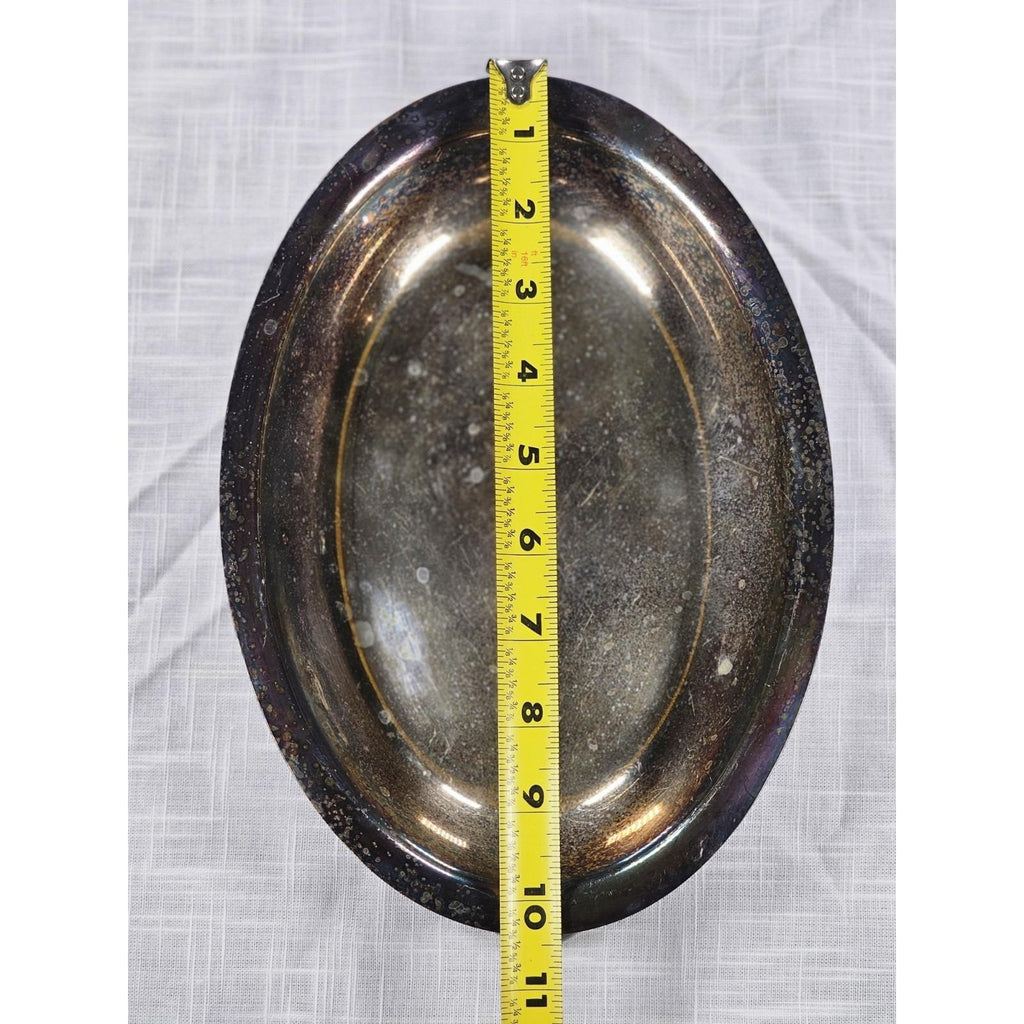 Vintage Silver Plate Oval Serving Dish 10" With Handles