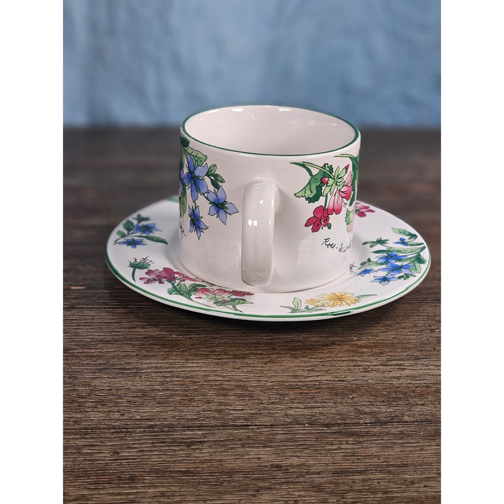Vintage Majesticware Geranium Cup & Saucer Set by Sakura Floral Stoneware