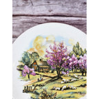 Vintage Currier & Ives Style Pastoral Plate Spring Farm Scene Japan 6.5"
