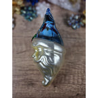 Vintage Glass Santa Ornament Blue Hat 1970s Handblown 7 Inch