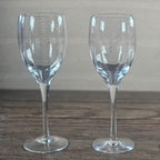 Vintage Crystal Fantasy Ribbed Water Goblets Set of 2 Glasses 7.5