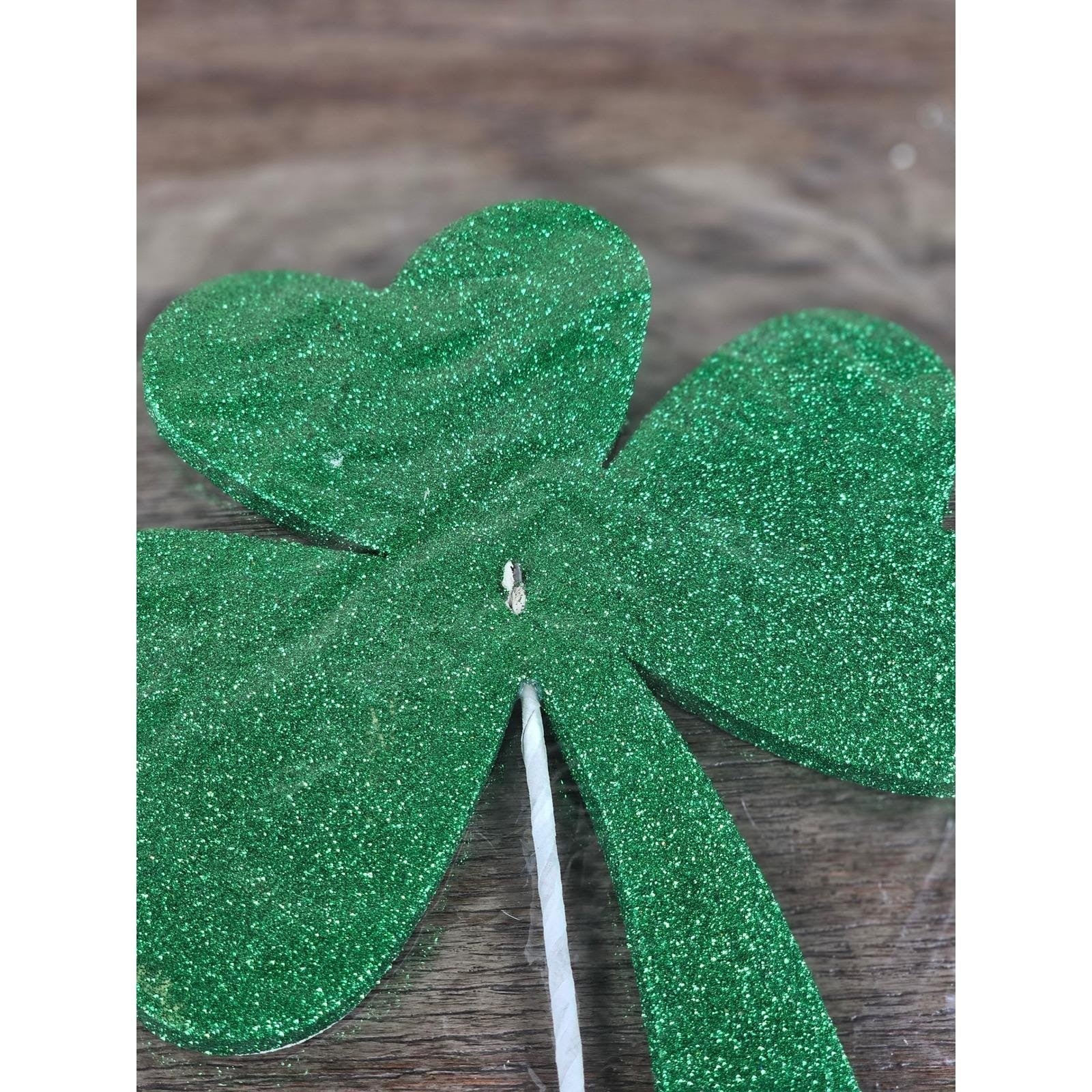 Set of 4 Green Polka Dot Clover Sprays 19" Glitter St Patrick Picks