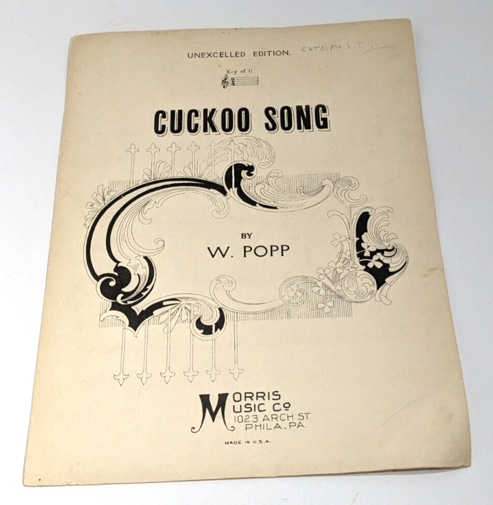 Cuckoo Song Sheet Music By W. Popp 1932