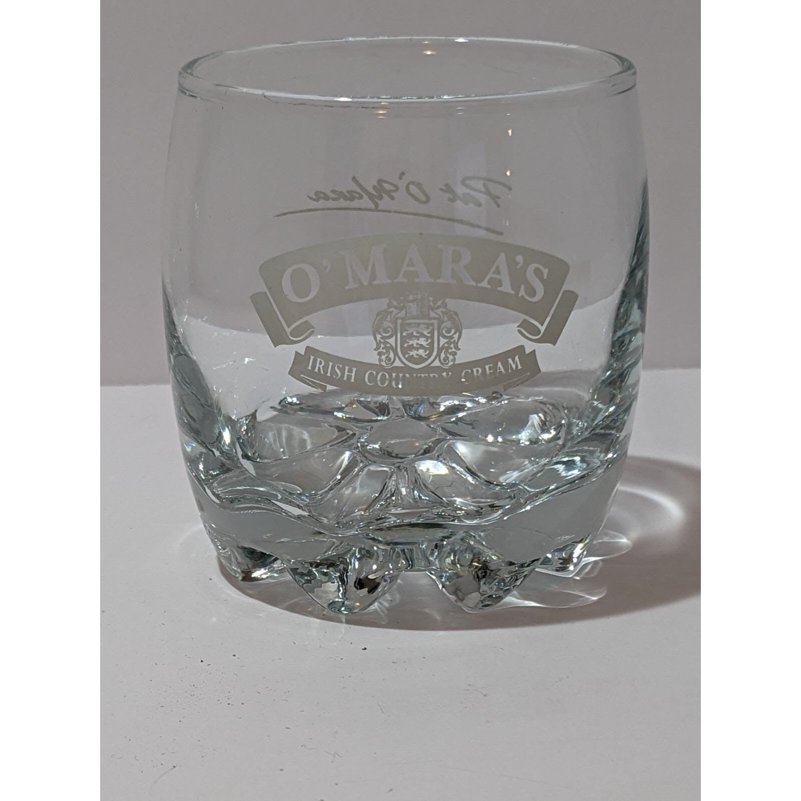 Vintage OMara Irish Country Cream Glass Etched Logo Cocktail Glass