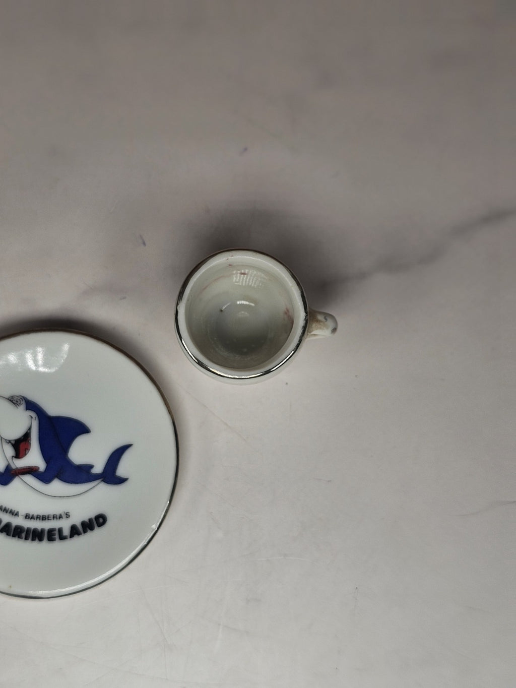 Vintage Hanna Barbera Marineland Mini Miniature Cup & Saucer Shark Set