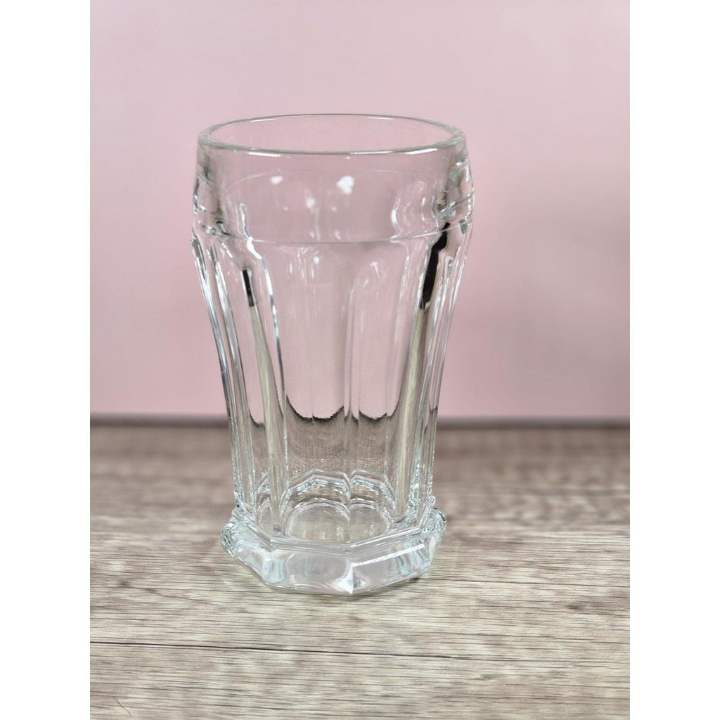 Vintage Crisa Paneled Clear Glass Tumblers | 5 Inch Tall Drinking Glasses