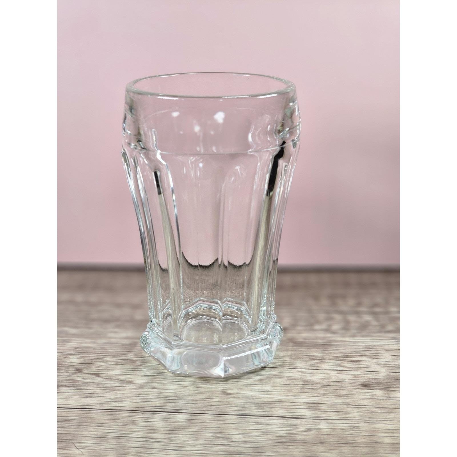 Vintage Crisa Paneled Clear Glass Tumblers | 5 Inch Tall Drinking Glasses