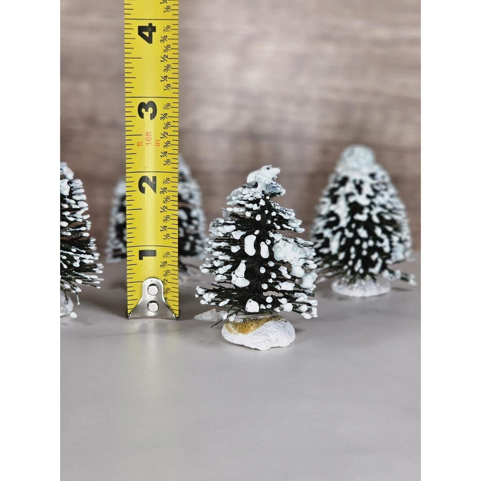 Mini Snow Covered Christmas Village Trees Set of 8 Winter Holiday Decor