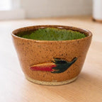 Vintage Chili Pottery Bowl Brown Green Glaze Rustic