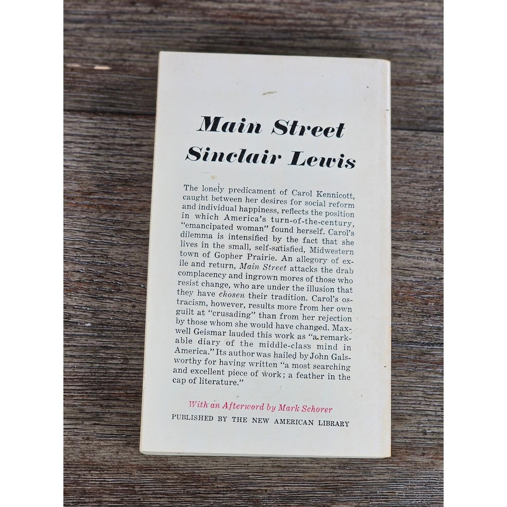 Main Street by Sinclair Lewis Vintage 1961 Signet Classic Paperback