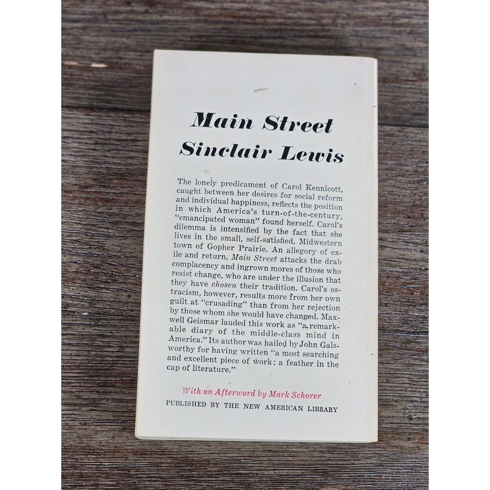 Main Street by Sinclair Lewis Vintage 1961 Signet Classic Paperback