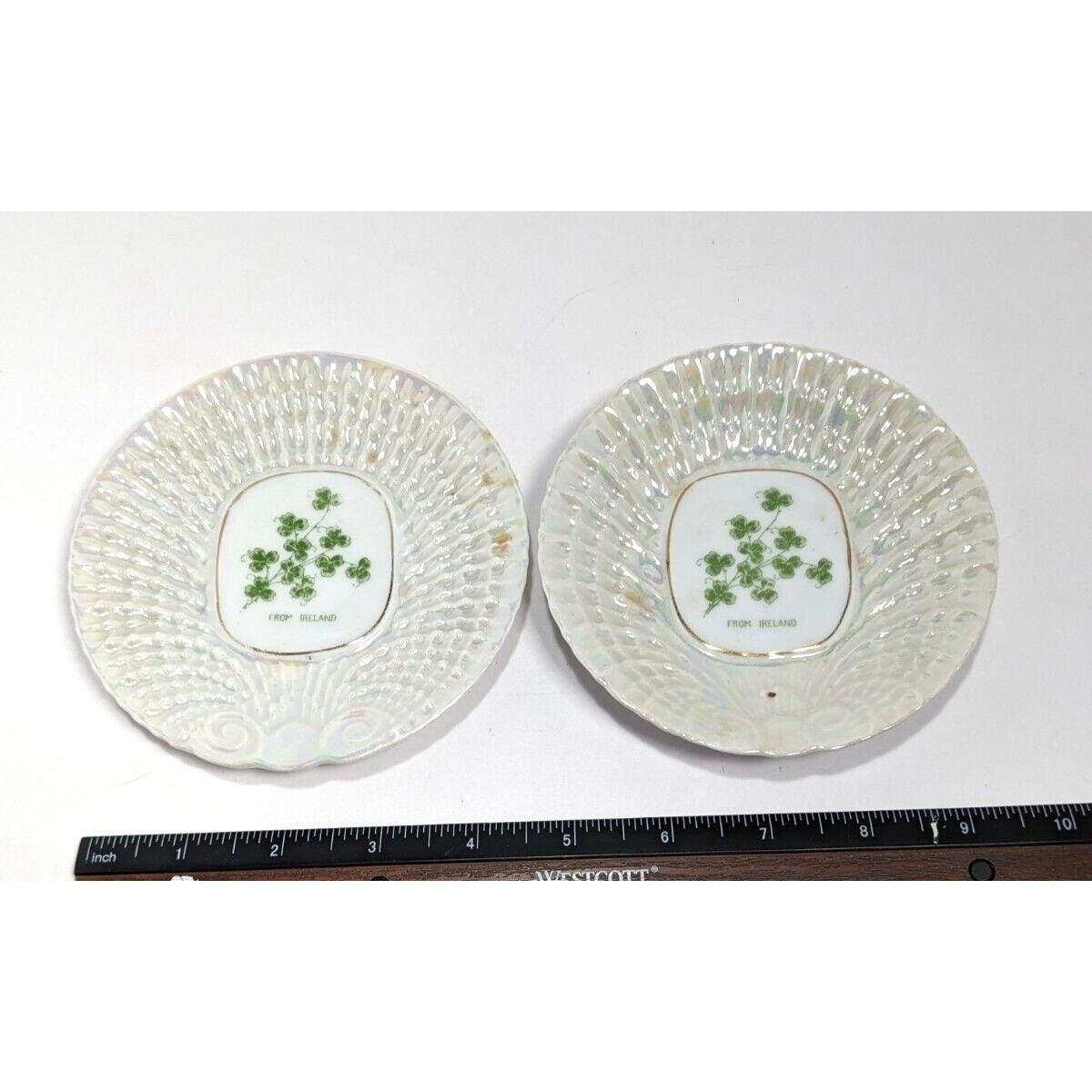 Victoria China Ireland Shamrock Plates Set of 2 Shell Dish