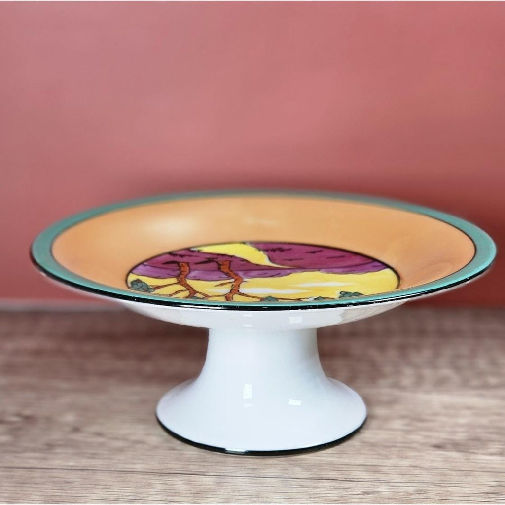 Vintage Noritake Mini Cake Stand Pedestal Scenic Plate 1930s