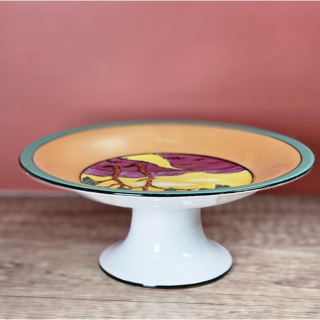 Vintage Noritake Mini Cake Stand Pedestal Scenic Plate 1930s