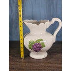 Vintage Ceramic Pitcher with Grape Design | White Pottery Vase Creamer