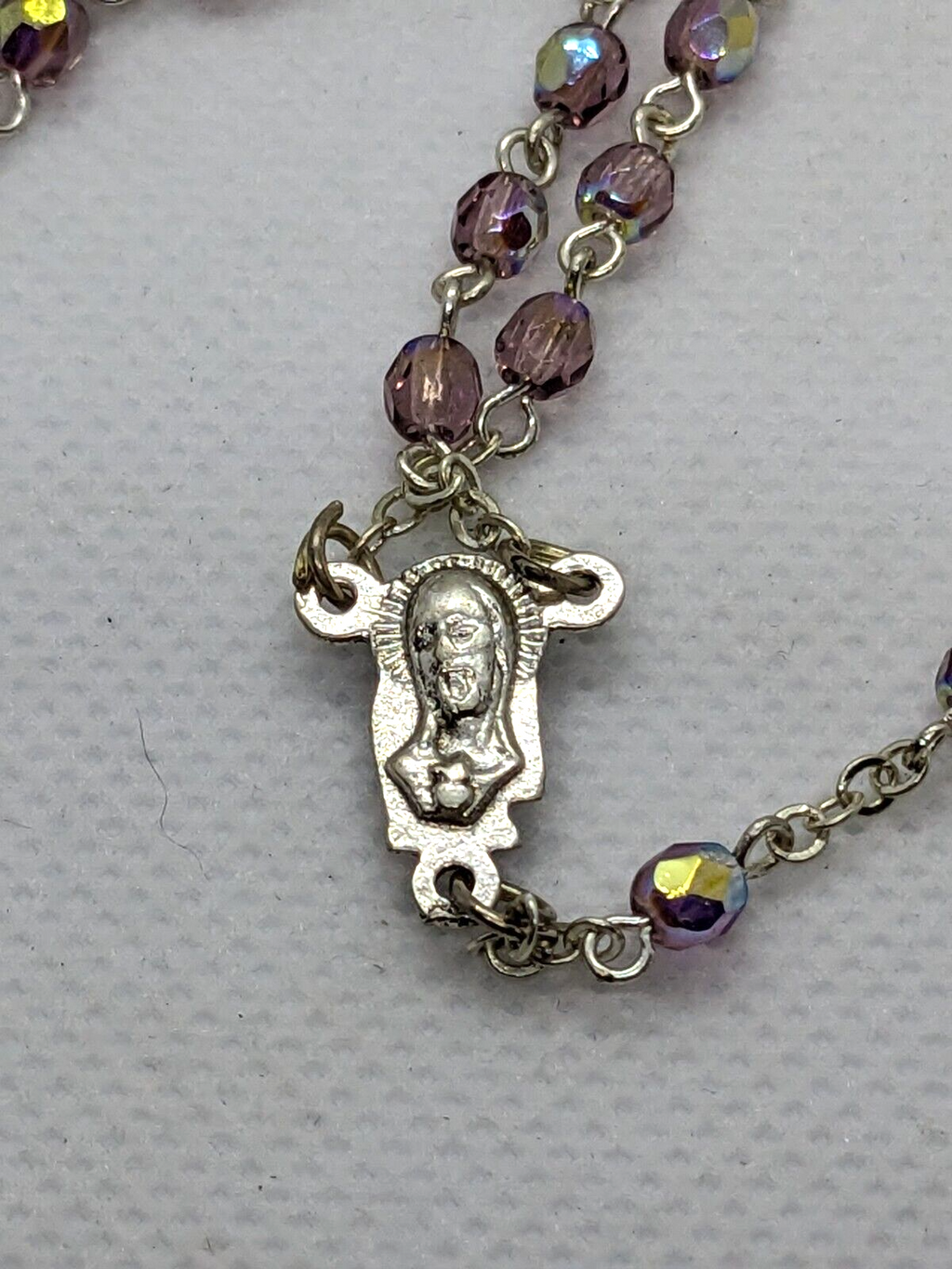 Purple Prism Beaded Rosary Made in Italy