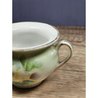 Vintage Porcelain Floral Mini Pitcher Yellow Flowers Gold Trim