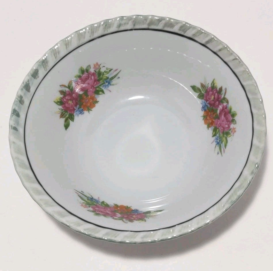 Vintage Yamatsu Japan Bowl Flowers 7″ Diameter