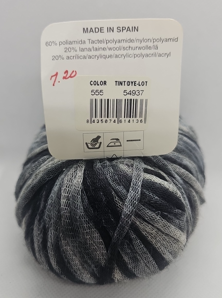 Katia DOLBY Yarn  Color#555-Black & Gray 50g/137yds Wool Blend