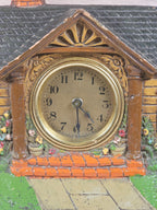 1920's  LUX Clock Co "Bungalow Deluxe Art Clock" Novelty Desk Clock