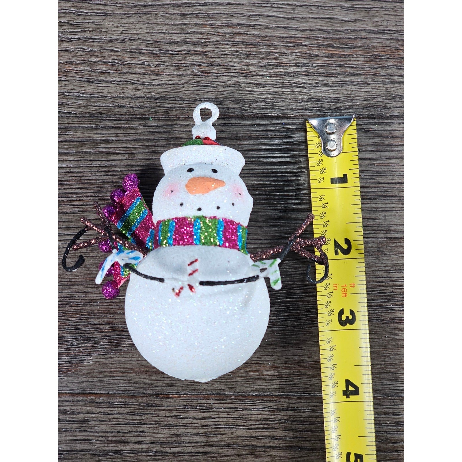 Glitter Snowman Christmas Ornament Candy Cane Garland Holiday Decor