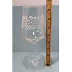 Flying Machine Brewing Wine Glass Etched Clear 9 Inch