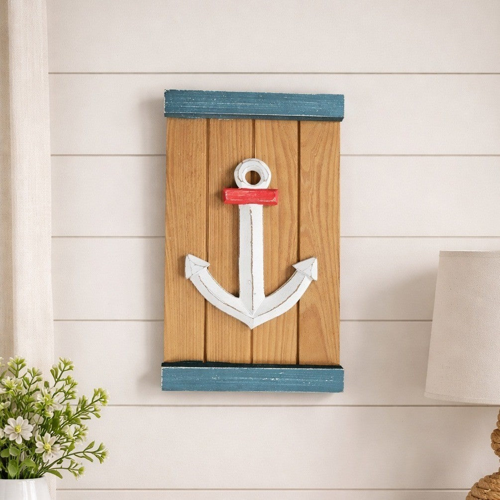 Vintage Nautical Anchor Wood Wall Decor Coastal Farmhouse Plaque