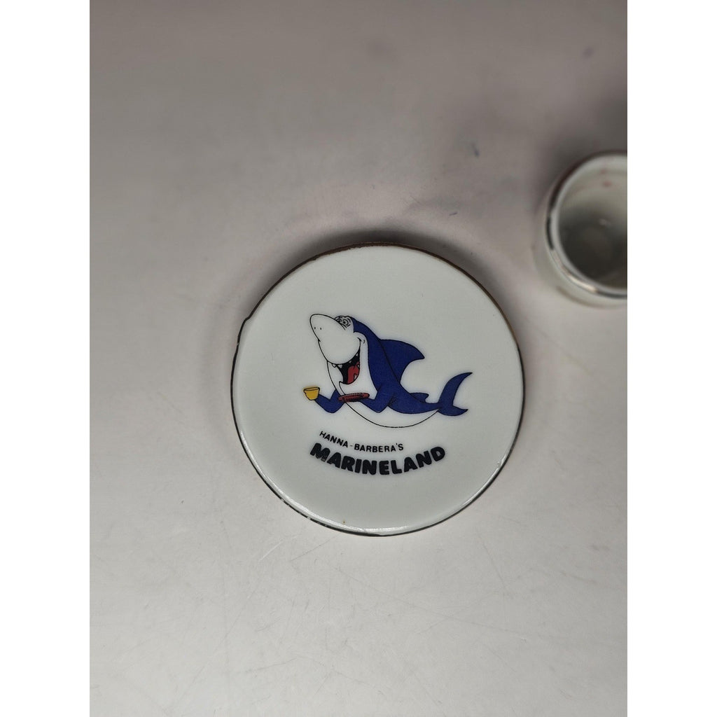 Vintage Hanna Barbera Marineland Mini Cup Saucer Shark Souvenir