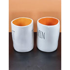 Vintage Rae Dunn Halloween Mugs Set Orange Interior Double Sided Ceramic