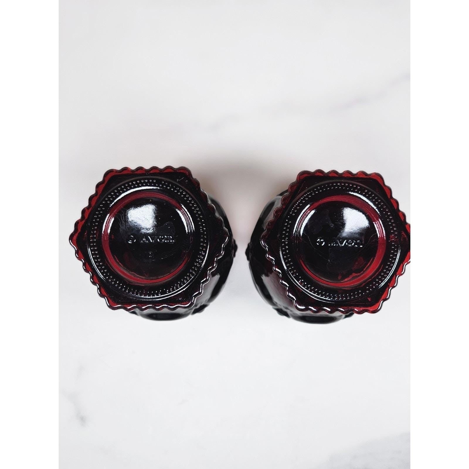 Vintage Avon Cape Cod Ruby Red Wine Goblets Set of 2 1970s Glassware