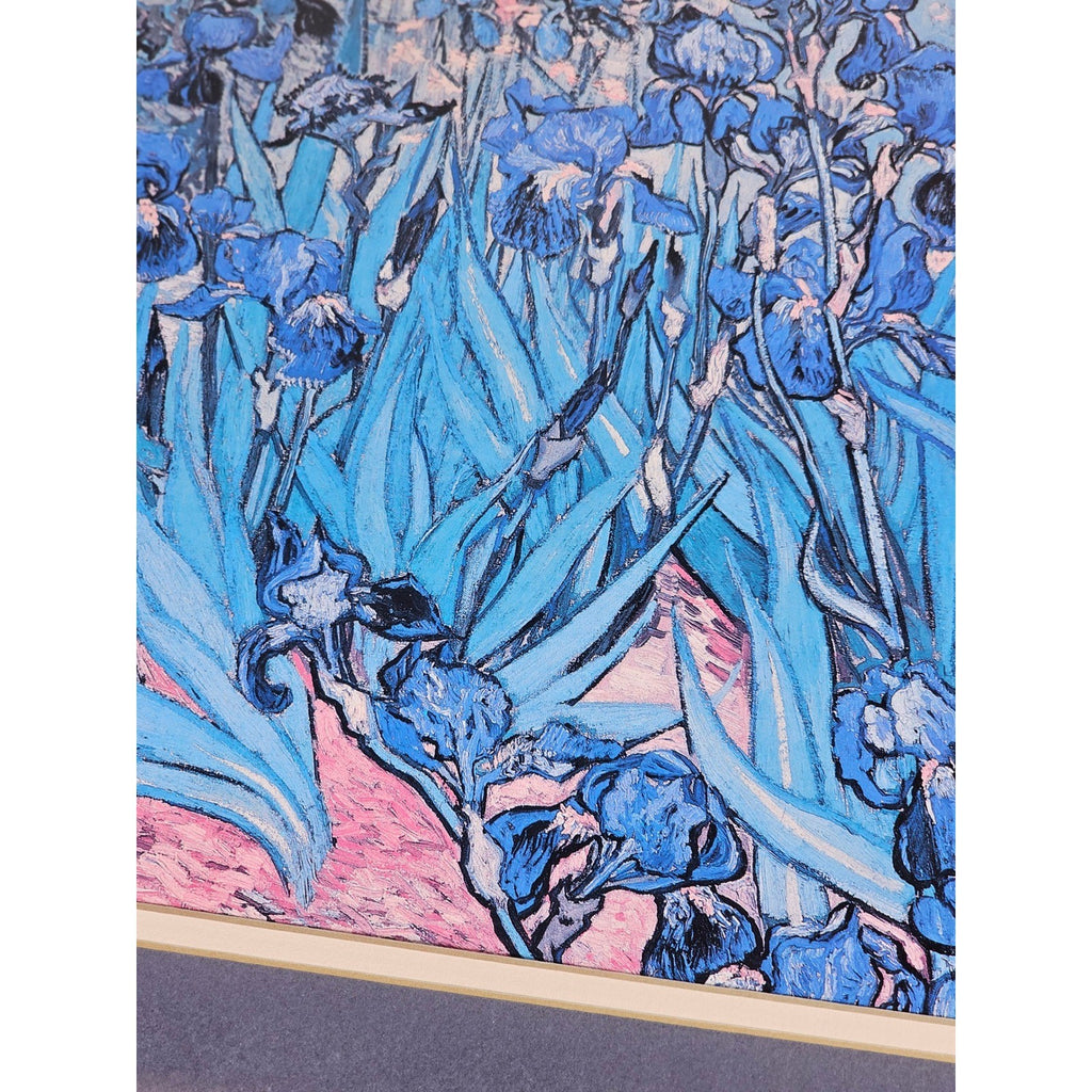 Vintage Framed Iris Art Print | Les Irises Floral Wall Art | 16x14 Gold Frame