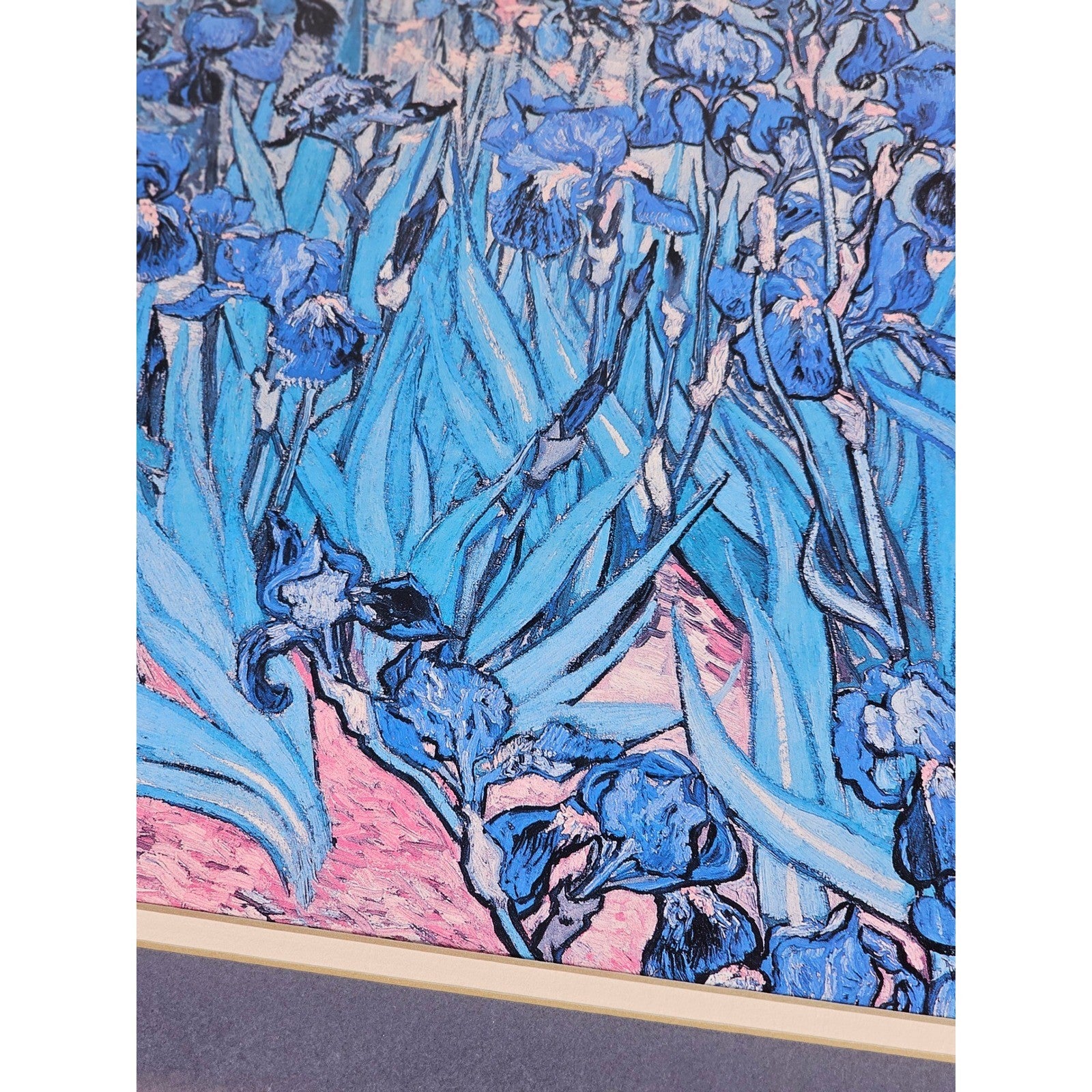 Vintage Framed Iris Art Print | Les Irises Floral Wall Art | 16x14 Gold Frame