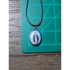Vintage Blue Madonna Pendant Necklace with Cross Back