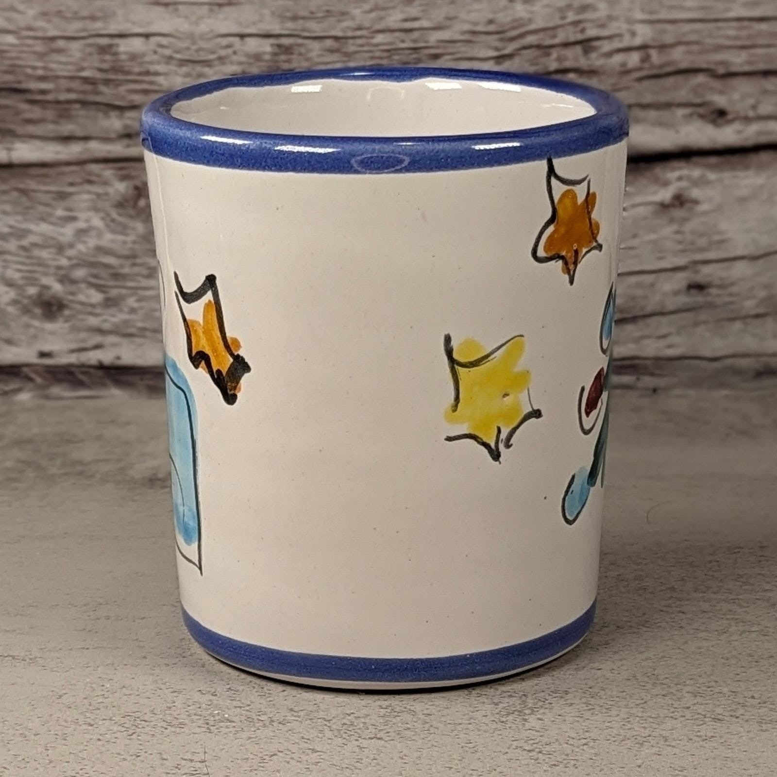 Vintage Vietri Natale Blue Trim Christmas Tree Ceramic Cup