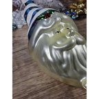 Vintage Handblown Glass Santa Ornament 7 Inch Blue Hat 1970s